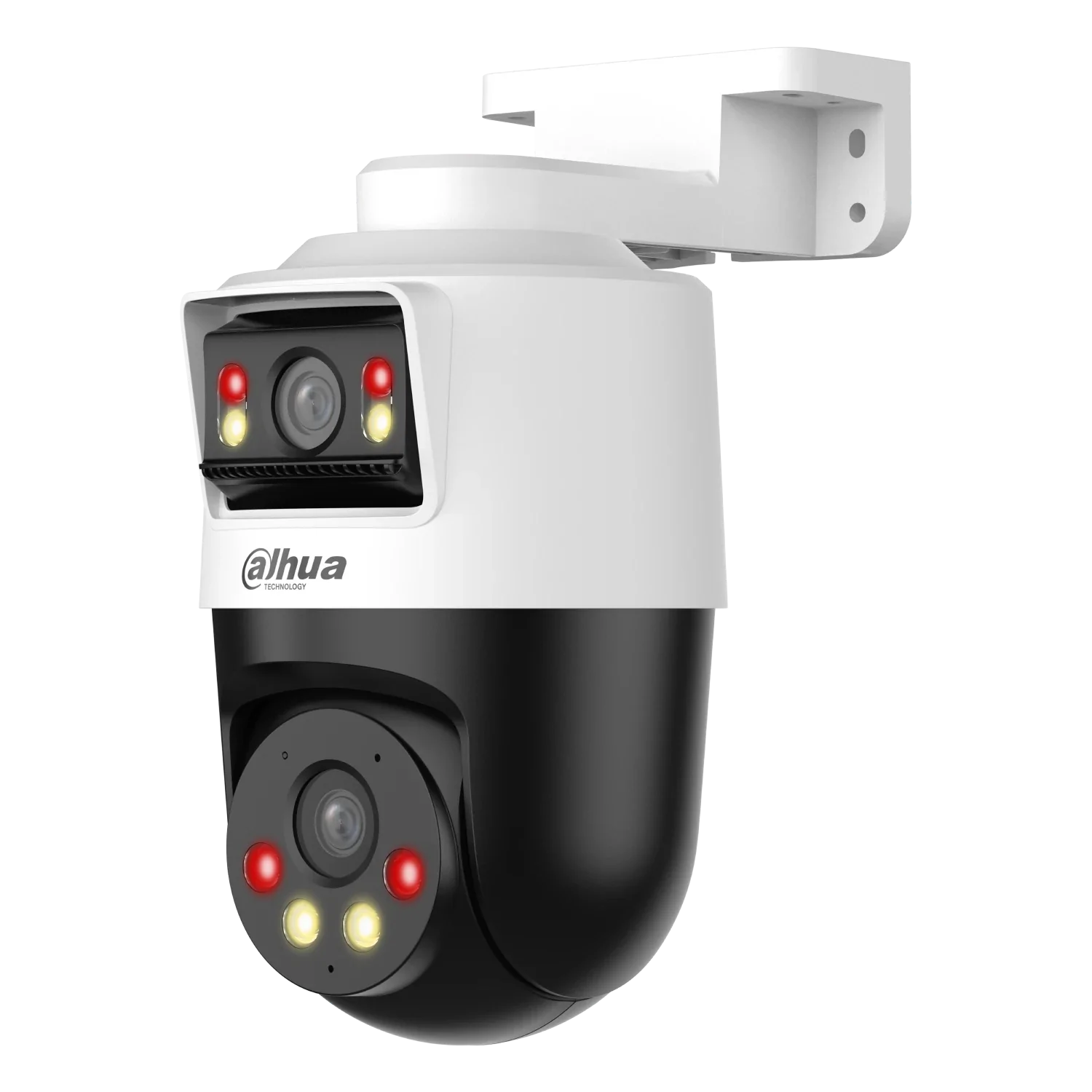 Cámara PT IP Doble Lente 4MP IP66 IR30 LED30 Luz Blanca Dahua con Alarma Disuasiva