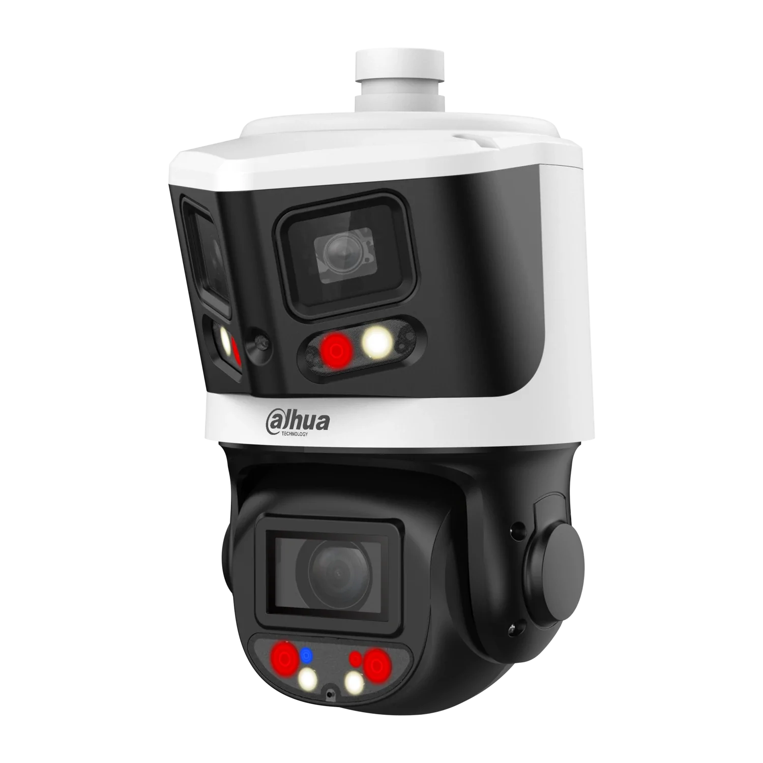 Cámara IP Triple X-Spans 4MP PTZ 10X + Panoramica IP66 IR70 LED30 Dahua con Alarma Disuasiva
